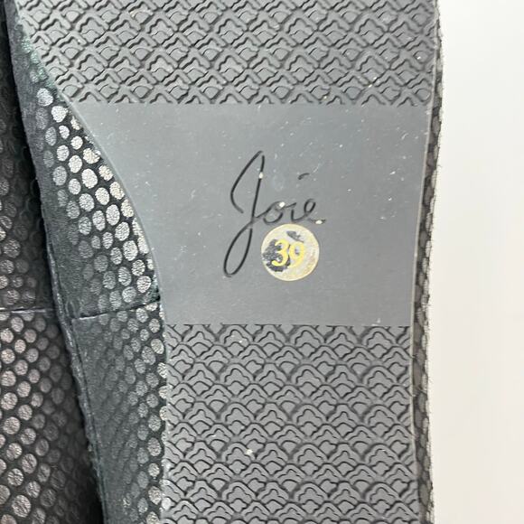 Joie Sz 9 Temple Black Embossed Leather Ankle Wrap Ballet Flats Pointed Toe - Picture 16 of 16